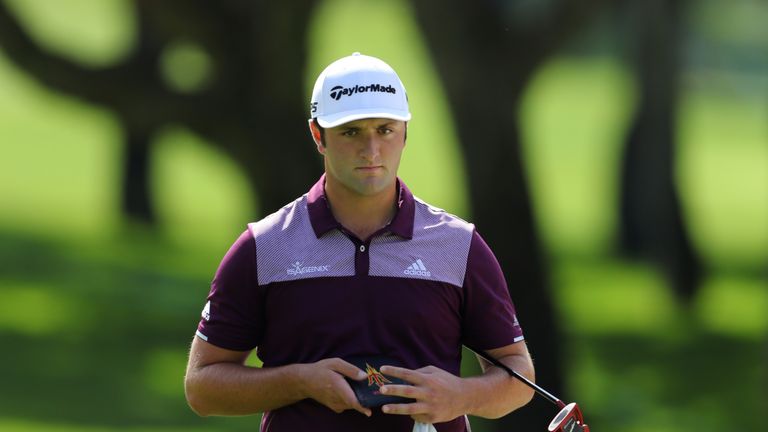 CADIZ, SPAIN - OCTOBER 19:  Jon Rahm of Spain looks on during day one of the Andalucia Valderrama Masters at Real Club Valderrama on October 19, 2017 in Ca