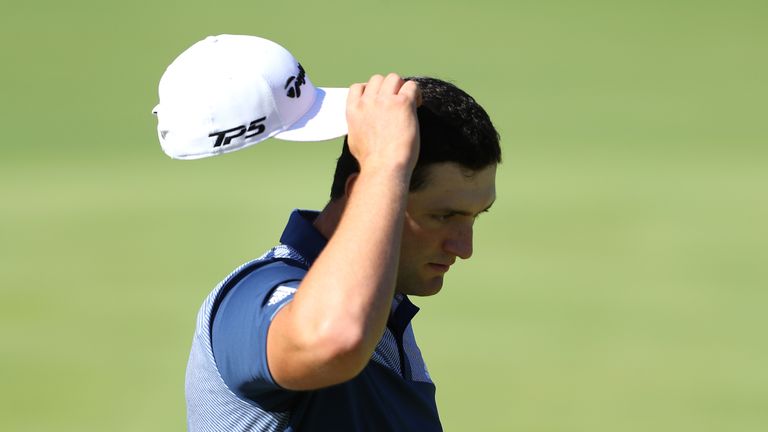 CADIZ, SPAIN - OCTOBER 20:  Jon Rahm of Spain acknowledges the crowd on the 9th green during day two of the Andalucia Valderrama Masters at Real Club Valde