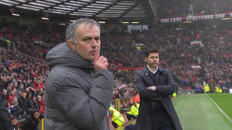 Jose Mourinho shushed the camera after his side beat Spurs