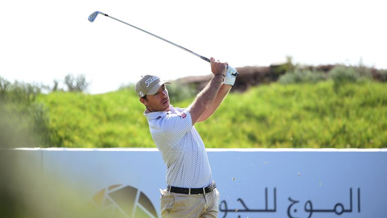MUSCAT, OMAN - OCTOBER 31: Julien Guerrier of France tees off from the 11th hole prior to the NBO Golf Classic Grand Final - European Challenge Tour at Al 