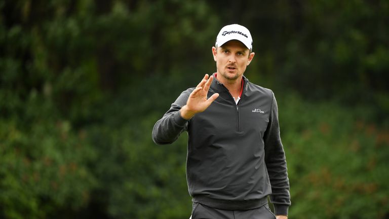 SHANGHAI, CHINA - OCTOBER 29:  Justin Rose of England reacts to his par on the 15th green during the final round of the WGC - HSBC Champions at Sheshan Int