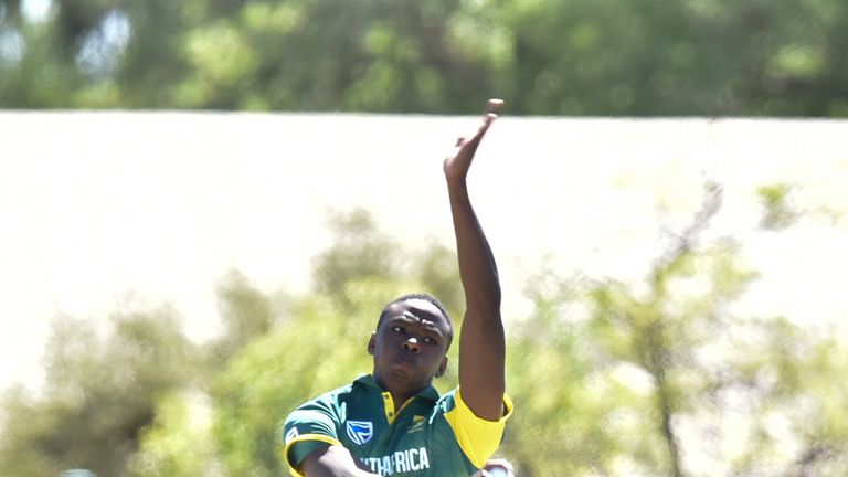 Kagiso Rabada of South Africa delivers the ball during the first One Day International (ODI) cricket match between South Africa and Bangladesh in Kimberley