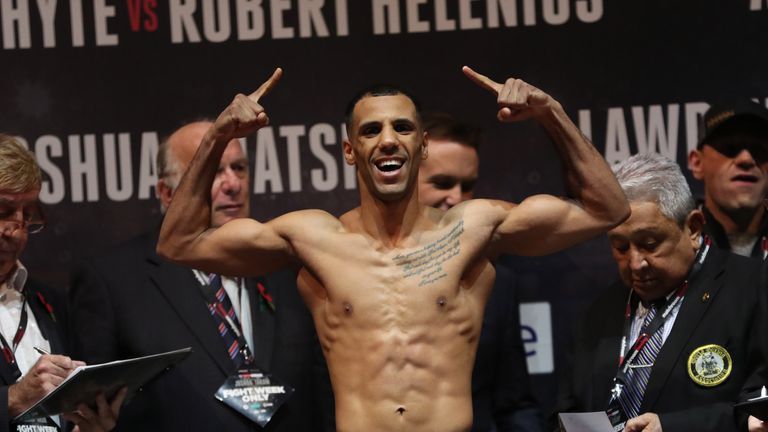 JOSHUA-TAKAM PROMOTION.WEIGH IN,.MOTORPOINT ARENA,.CARDIFF.PIC;LAWRENCE LUSTIG.The WBA World Super-Flyweight Championship