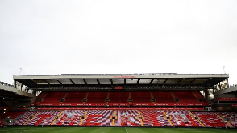 The newly renamed Kenny Dalglish Stand during an opening event at Anfield, Liverpool.