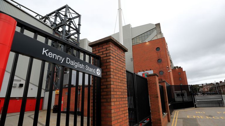 The newly renamed Kenny Dalglish Stand at Anfield, Liverpool.