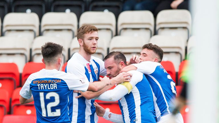 Kris Boyd (2nd right) put Kilmarnock on the road to victory at Firhill
