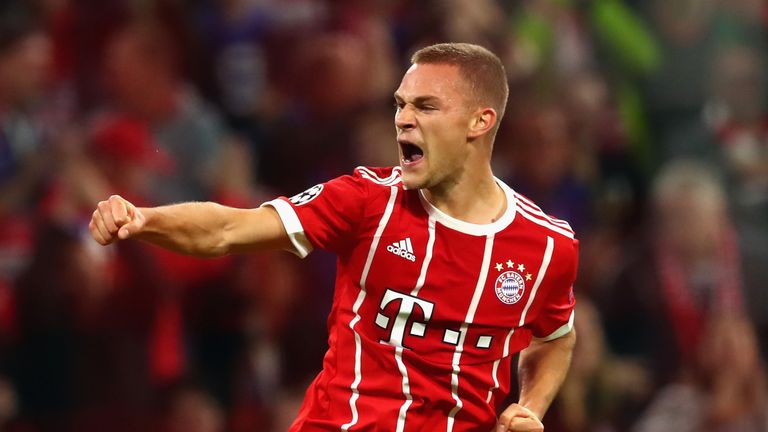 Joshua Kimmich celebrates scoring Bayern Munich's second goal