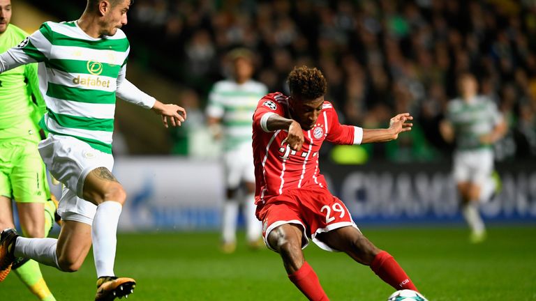 Kingsley Coman slotted home after a string of Celtic errors to put Bayern in front