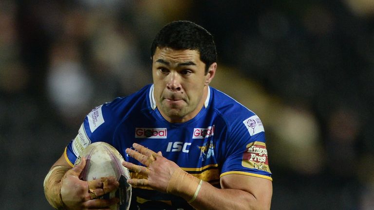 HULL, ENGLAND - MARCH 05:  Kylie Leuluai of Leeds Rhinos in action during the First Utility Super League match between Hull FC and Leeds Rhinos at KC Stadi