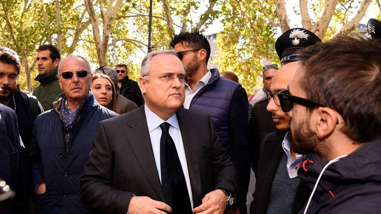 Lazio President Claudio Lotito visits Rome's Synagogue in Italy