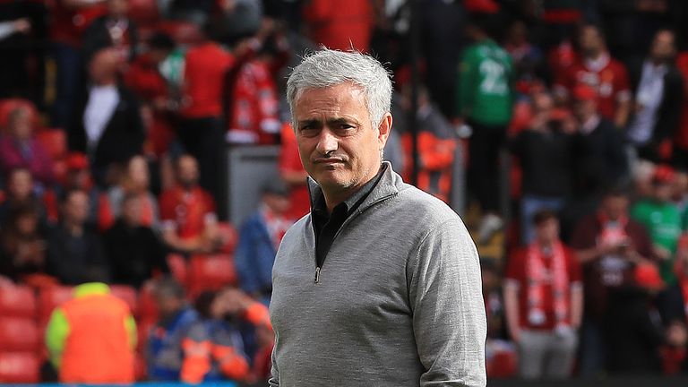 Manchester United manager Jose Mourinho before the Premier League match at Anfield, Liverpool.