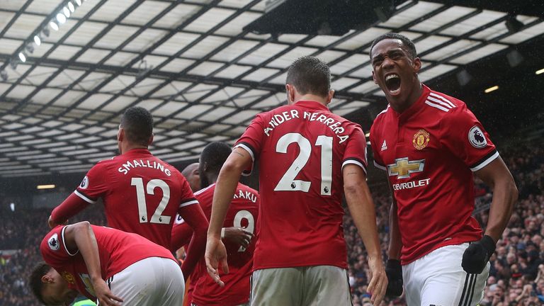 during the Premier League match between Manchester United and Tottenham Hotspur at Old Trafford on October 28, 2017 in Manchester, England.