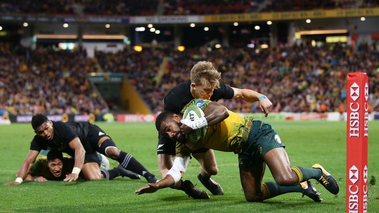 Marika Koroibete scores the Wallabies third try