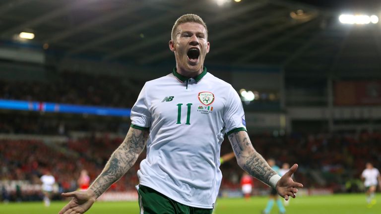 Republic of Ireland's James McClean celebrates scoring his side's first goal of the game during the 2018 FIFA World Cup Qualifying Group D match