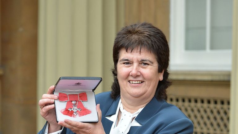 Former Wales football international Michele Adams with her MBE