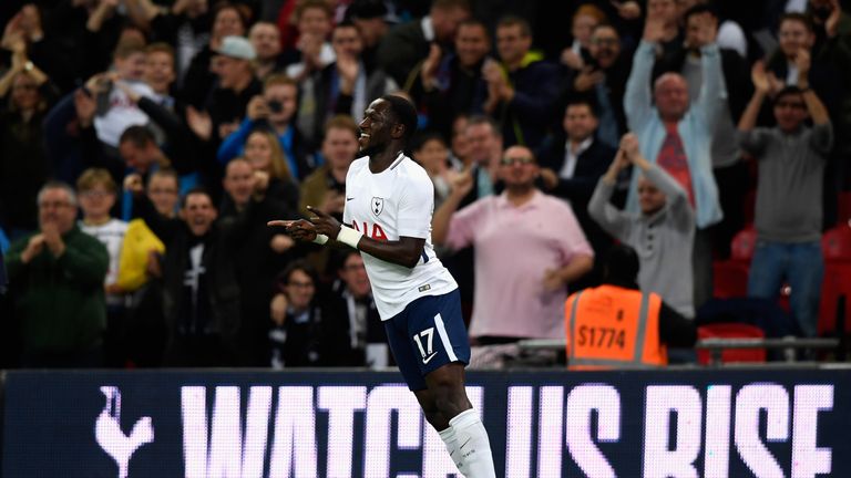 Moussa Sissoko celebrates after opening the scoring