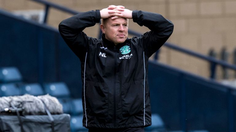 Neil Lennon cuts a frustrated figure on the touchline at the national stadium