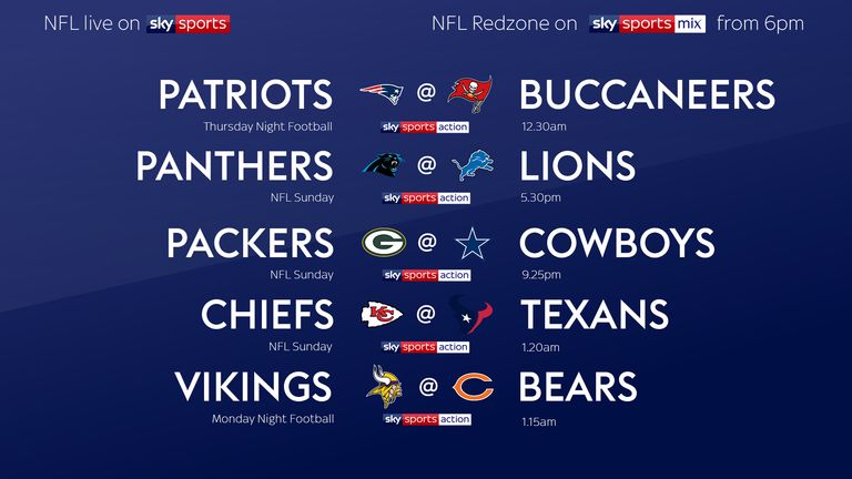 NFL Week Five schedule live on Sky Sports