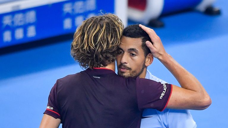 Nick Kyrgios of Australia and Alexander Zverev of Germany