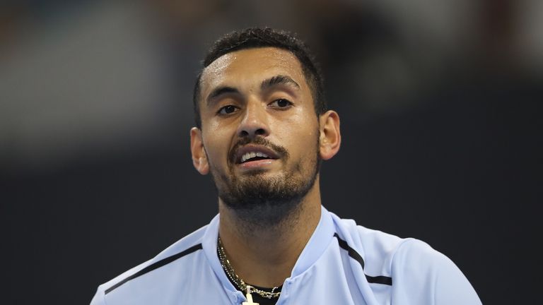 Nick Kyrgios of Australia reacts after losing the point duirng the Men's Singles final against Rafael Nadal of Spain