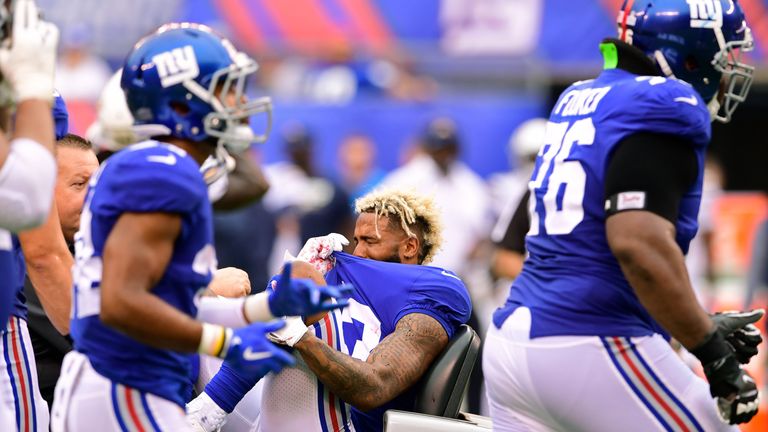 Odell Beckham was carted off the field after injuring his ankle