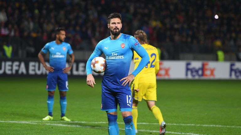 BARYSAW, BELARUS - SEPTEMBER 28: of Arsenal during the UEFA Europa League group H match between BATE Borisov and Arsenal FC 