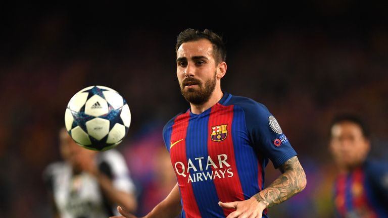 BARCELONA, SPAIN - APRIL 19: Paco Alcacer of Barcelona in action during the UEFA Champions League Quarter Final second leg match between FC Barcelona and J