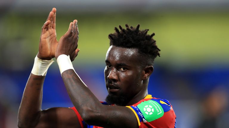 Crystal Palace's Pape Souare applauds the fans after the Carabao Cup, third round match at Selhurst Park, London.
