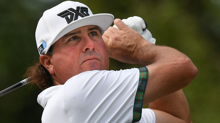 Pat Perez of the US tees off on the second hole during the third round of the 2017 CIMB Classic golf tournament in Kuala Lumpur on October 14, 2017. / AFP 