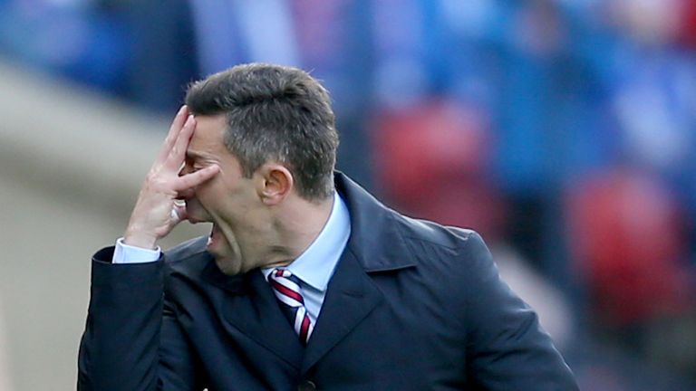 Pedro Caixinha reacts on the touchline at Hampden on Sunday