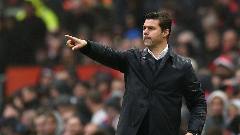 Tottenham Hotspur's Argentinian head coach Mauricio Pochettino gestures on the touchline during the English Premier League football match between Mancheste