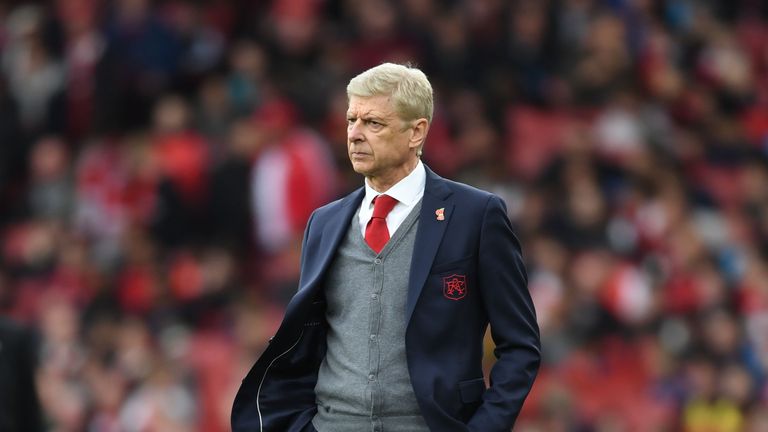 Arsene Wenger during the Premier League match between Arsenal and Swansea City at Emirates Stadium on October 28, 2017 in London, England