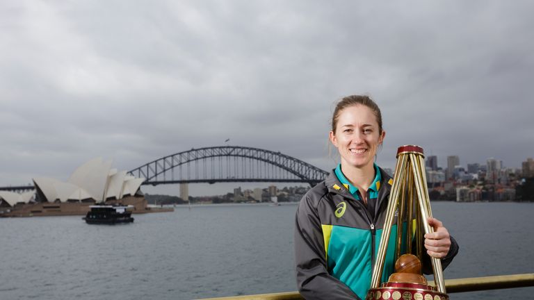 SYDNEY, NEW SOUTH WALES - OCTOBER 10:  Captain for the upcoming Ashes series Rachel Haynes during the Australian Ashes Squad Announcement at Mrs Macquarie'