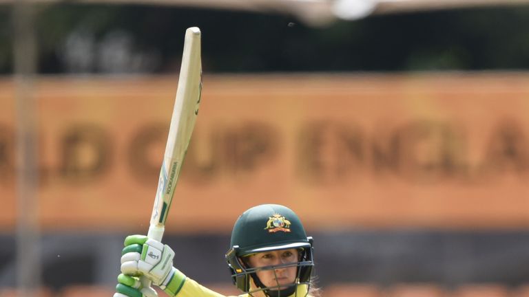 LEICESTER, ENGLAND - JULY 05: Rachael Haynes of Australia batting during the ICC Women's World Cup 2017 match between Pakistan and Australia at Grace Road 