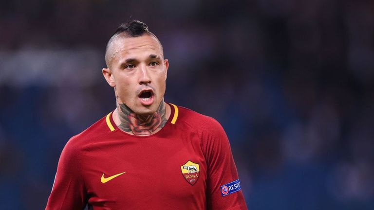 Roma's Belgian midfielder Radja Nainggolan during Champions League Group C match between AS Roma and Atletico Madrid on September 12, 2017
