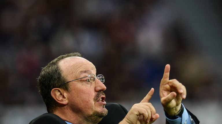 Rafa Benitez gives instructions to his team from the sidelines