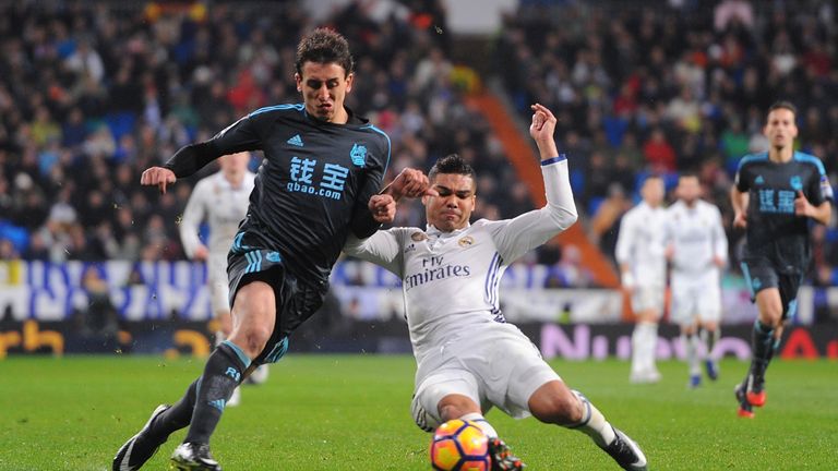 Mikel Oyarzabal in action for Real Sociedad against Real Madrid