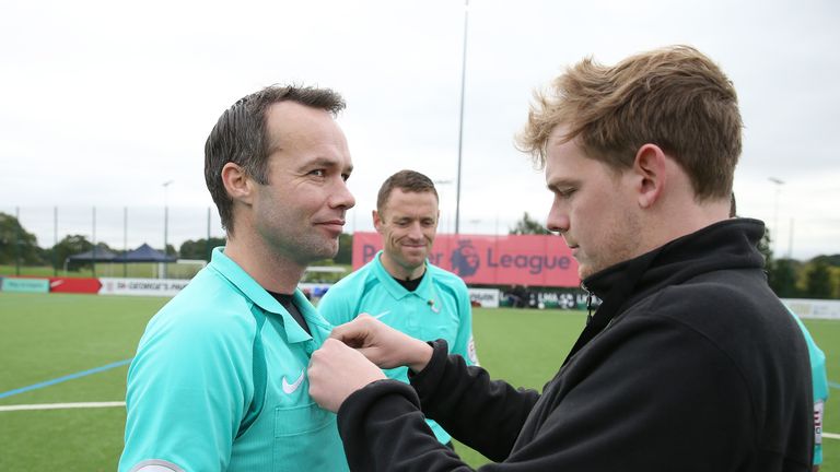 BURTON-UPON-TRENT, ENGLAND - [DATE]: General images during Premier League VAR training at St Georges Park on October 10, 2017 in Burton-upon-Trent, England