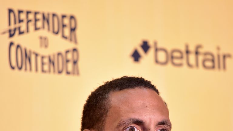Rio Ferdinand during the press conference at York Hall, London.