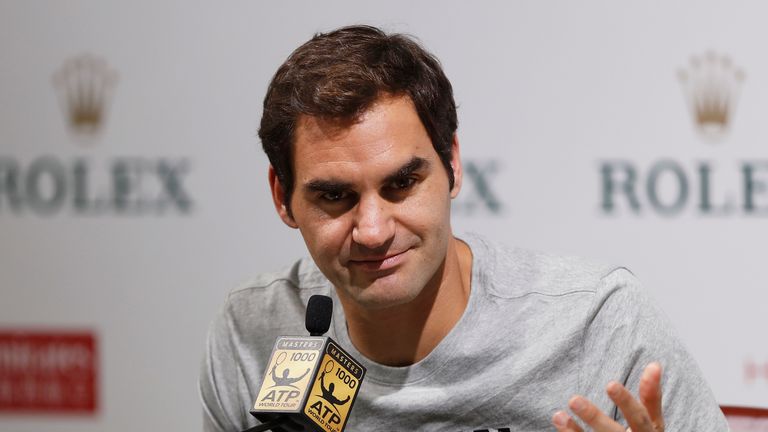 Roger Federer speaks to the press 2017 ATP 1000 Shanghai Rolex Masters at Qizhong Stadium 