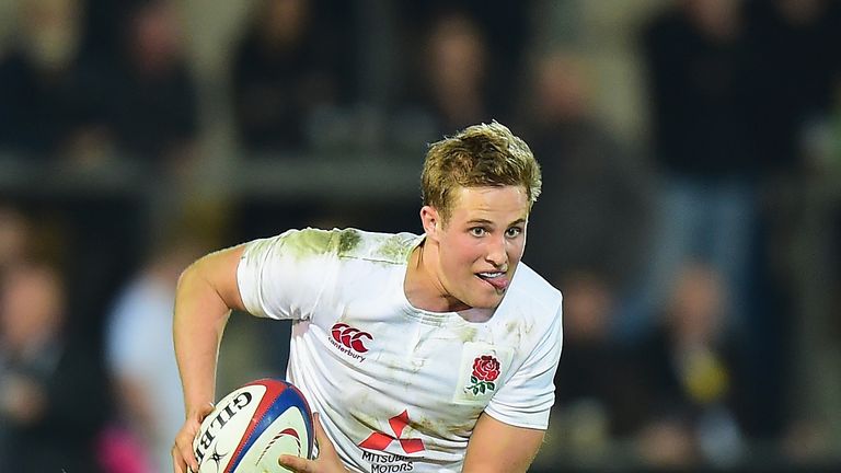 NORTHAMPTON, ENGLAND - MARCH 11:  Max Malins  of England U20 during the Under 20s Six Nations Rugby match between England U20 and Scotland U20 at Franklin'