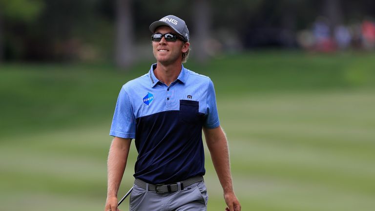 RENO, NV - AUGUST 06:  Seamus Power of Ireland reacts to his putt on the 18th hole during the final round of the Barracuda Championship at Montreux Country