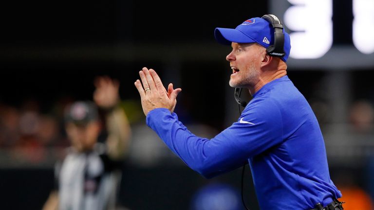 ATLANTA, GA - OCTOBER 01: Head coach Sean McDermott of the Buffalo Bills during the first half against the Atlanta Falcons at Mercedes-Benz Stadium on Octo