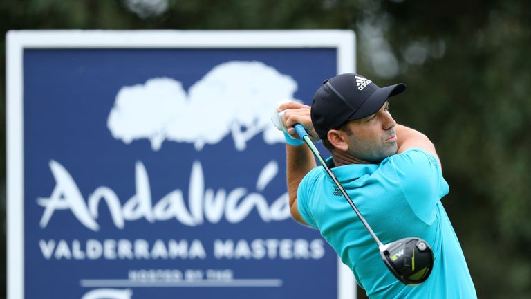 Sergio Garcia of Spain tees off on the 2nd hole during day one of the Andalucia Valderrama Masters at Real Club Valderrama