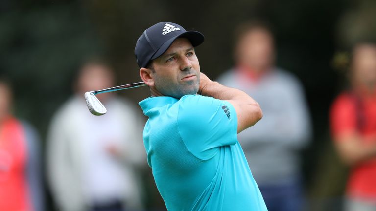 CADIZ, SPAIN - OCTOBER 19:  Sergio Garcia of Spain hits his second shot on the 16th hole during day one of the Andalucia Valderrama Masters at Real Club Va