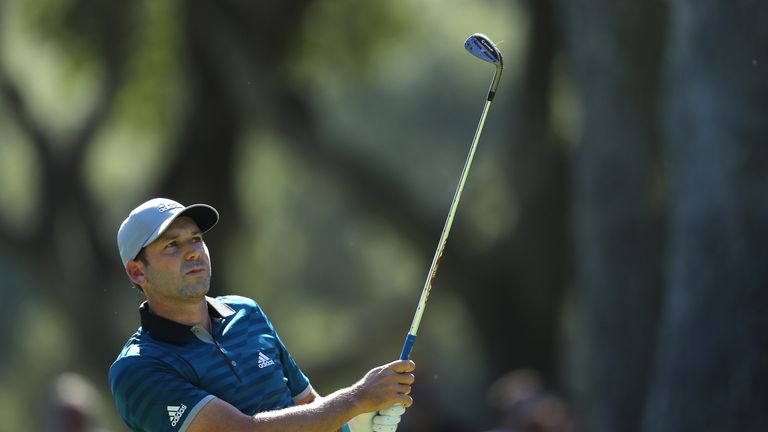 CADIZ, SPAIN - OCTOBER 20:  Sergio Garcia of Spain hits his third shot on the 8th hole during day two of the Andalucia Valderrama Masters at Real Club Vald