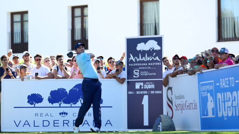 CADIZ, SPAIN - OCTOBER 21:  Sergio Garcia of Spain tees off on the 1st hole during day three of the Andalucia Valderrama Masters at Real Club Valderrama on