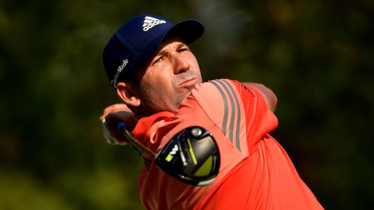 MONZA, ITALY - OCTOBER 12:  Sergio Garcia of Spain plays a shot on Day One of the Italian Open at Golf Club Milano - Parco Reale di Monza on October 12, 20