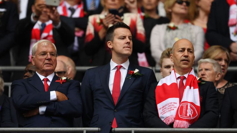 Sir Chips Keswick and Josh Kroenke during the Emirates FA Cup Final between Arsenal and Chelsea at Wembley Stadium