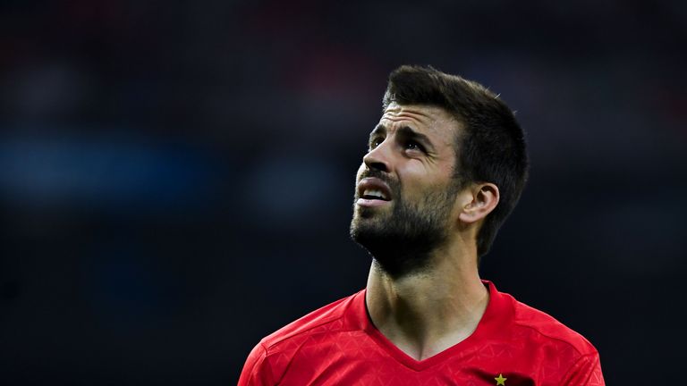 Gerard Pique in action for Spain